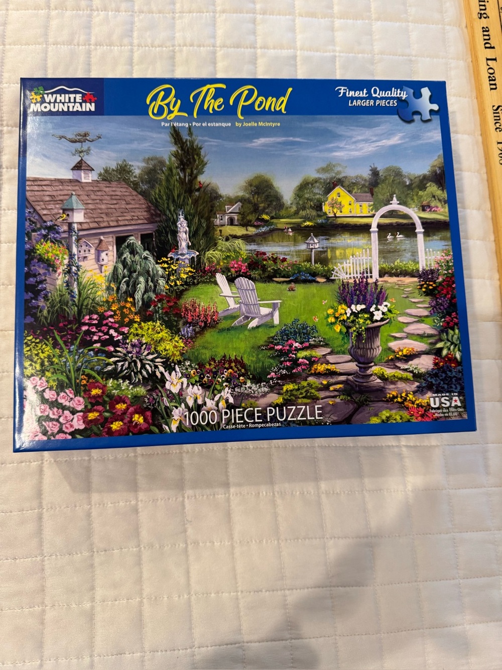 White Mountain "By The Pond" 1000-Piece Jigsaw Puzzle - Colorful Garden Scene